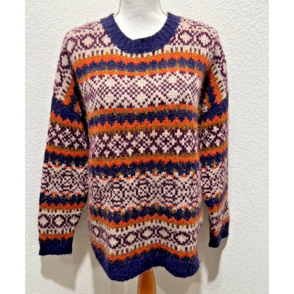 Glenda Bailey Peruvian Connection Baby Alpaca Sweater Sz Small Fair Isle Unisex